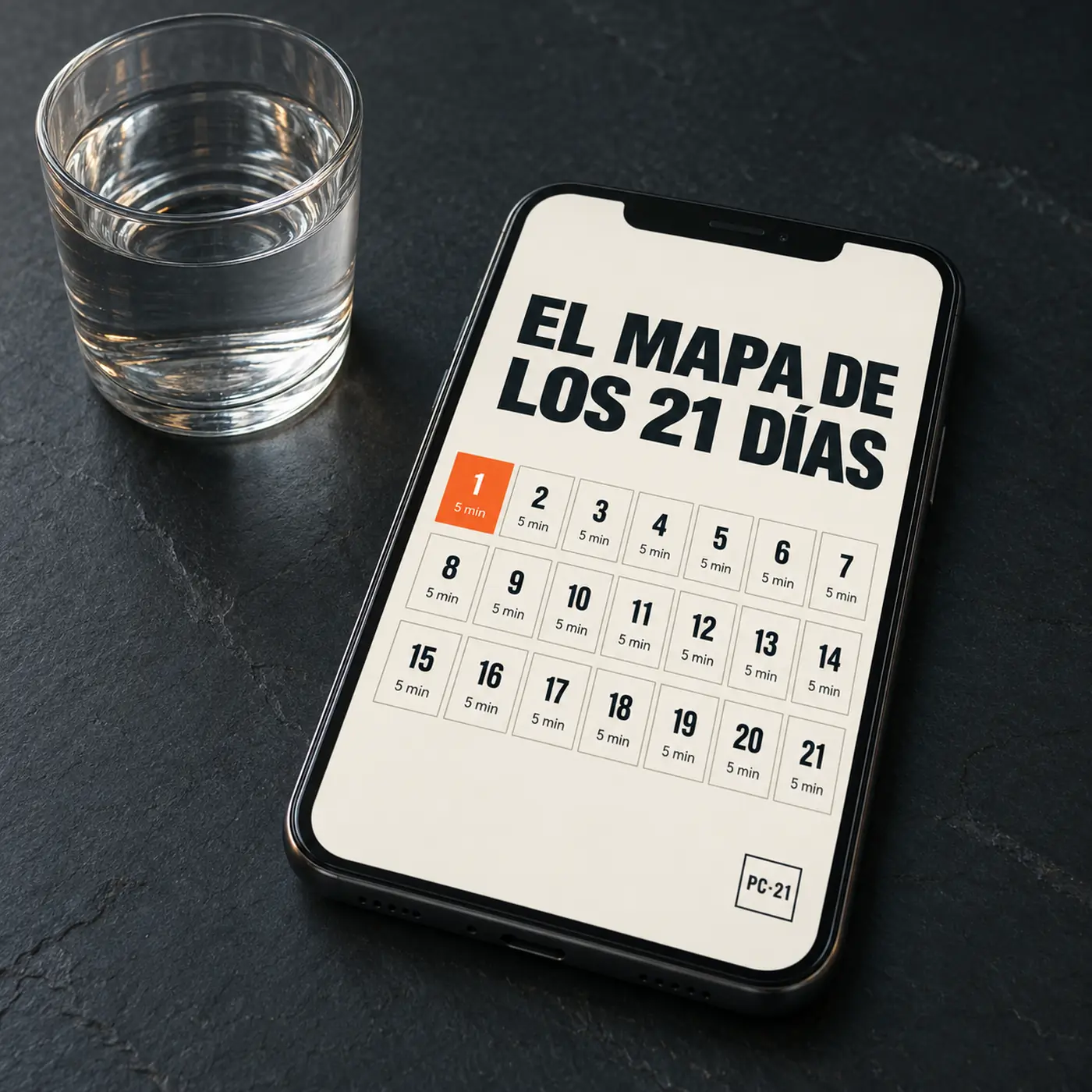 El Mapa de los 21 Días en la pantalla de un celular