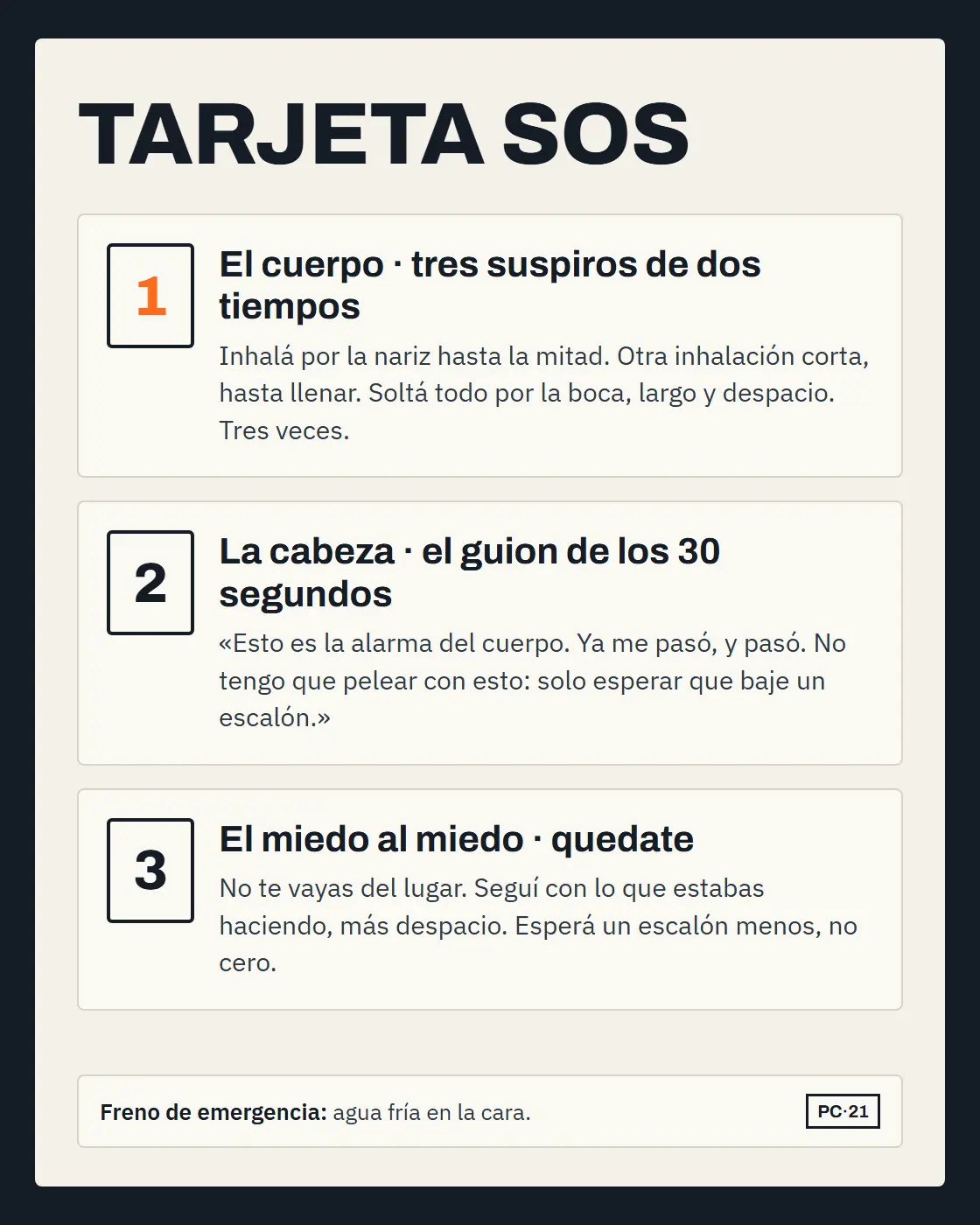 La Tarjeta SOS: los tres frenos en una pantalla