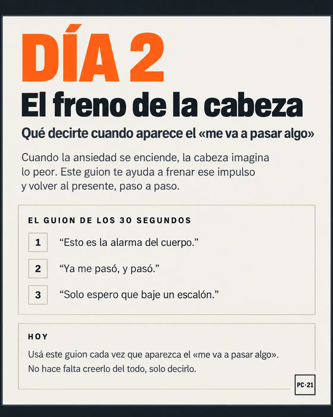 Día 2: el freno de la cabeza