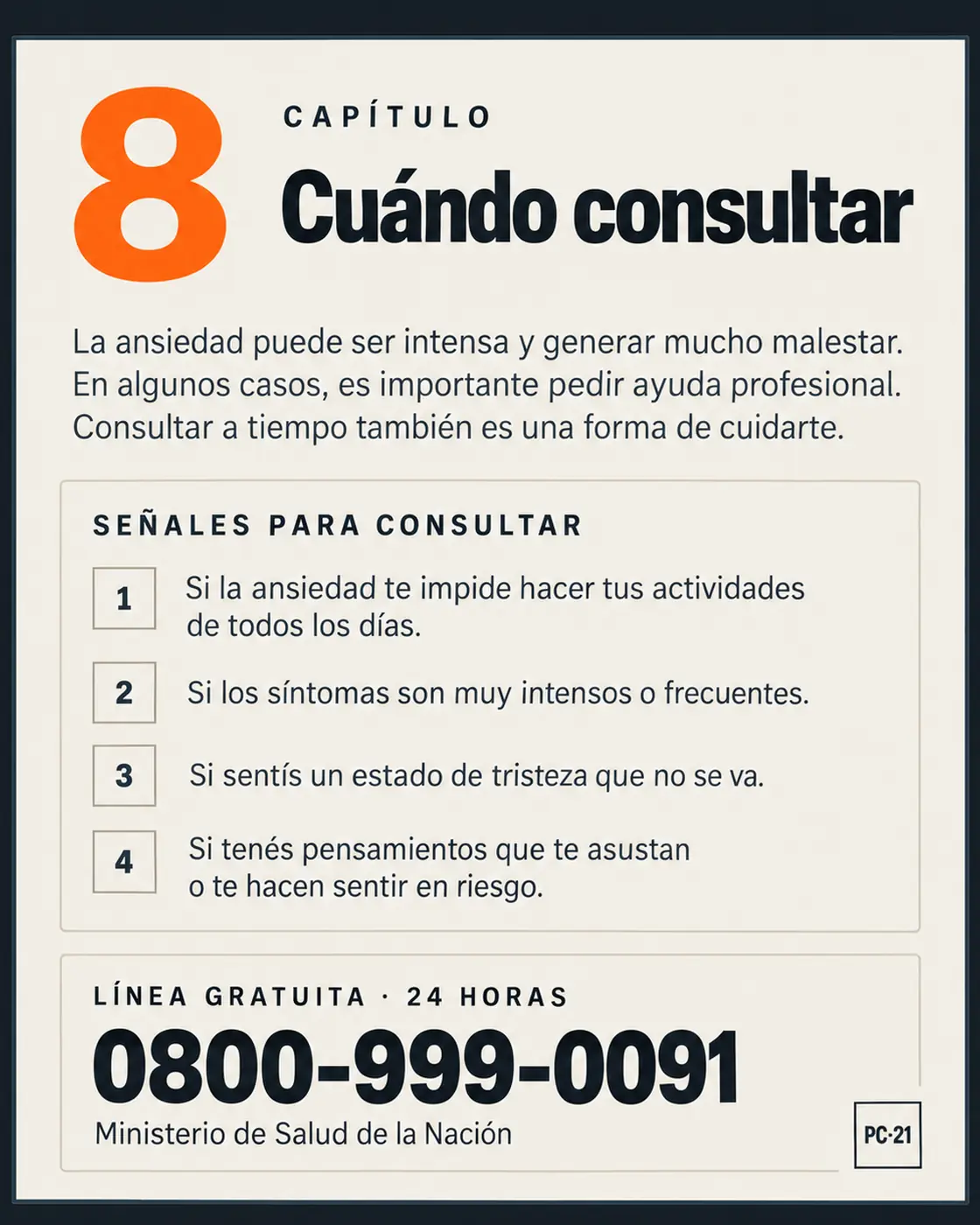 Capítulo 8: cuándo consultar y la línea de ayuda