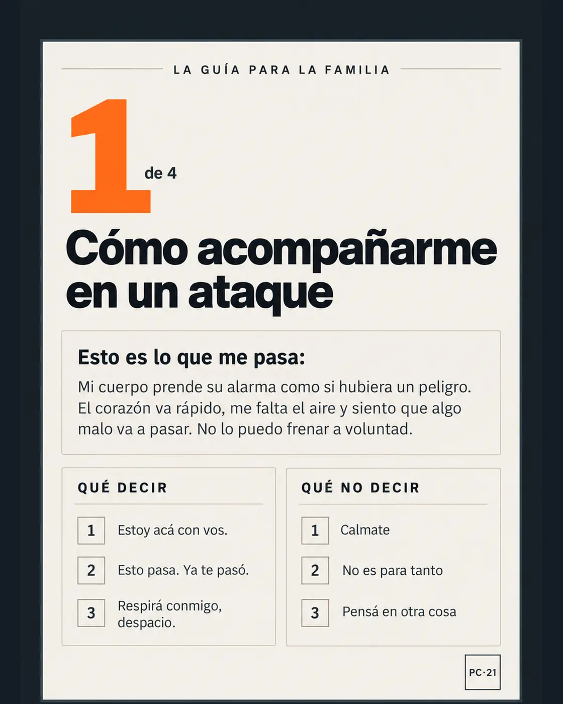 La Guía para la Familia: cómo acompañarme en un ataque